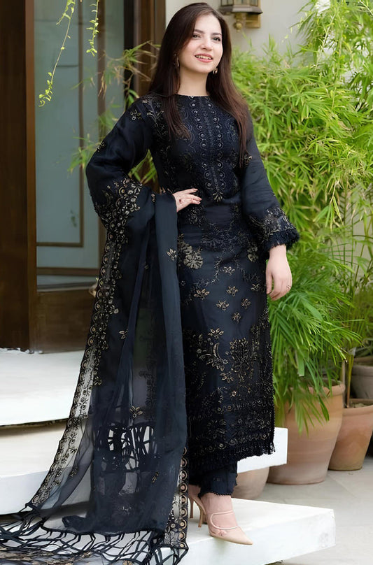 MP226-NISA - 3PC Lawn Embroidered Shirt With Chiffon Embroidered Dupatta
