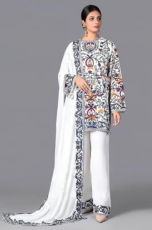 MP232-Embroidered 3pc Lawn dress with embroidered Chifoon Dupatta