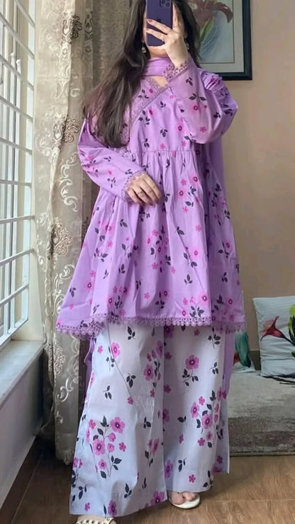 MP1240 - Maliha - 3 piece Lawn frock style Printed suit