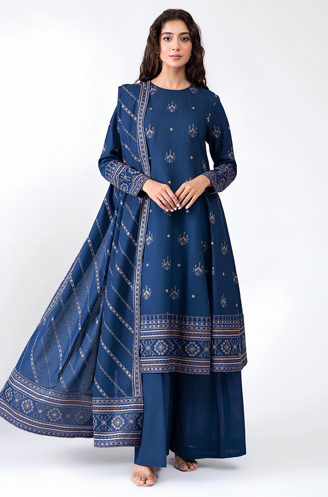 MP578-WINTER 3-Pc Embroidered Dhanak Suit with Heavy Embroidered Dhanak Shawll