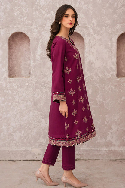 MP619-WINTER 3PC Dhannak Embroidered suit with Printed Shawll