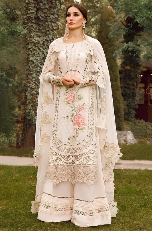 MP203-3PC Lawn Heavy Embroidered Sequence Work With Organza Embroidered Dupatta