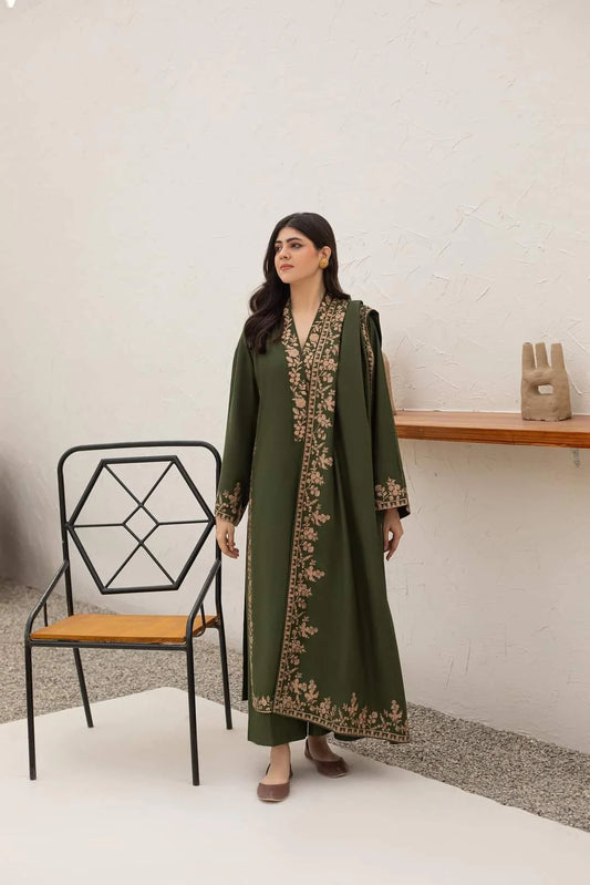 MP3340 - Agha Noor - Winter 3PC Dhanak Embroidered Suit