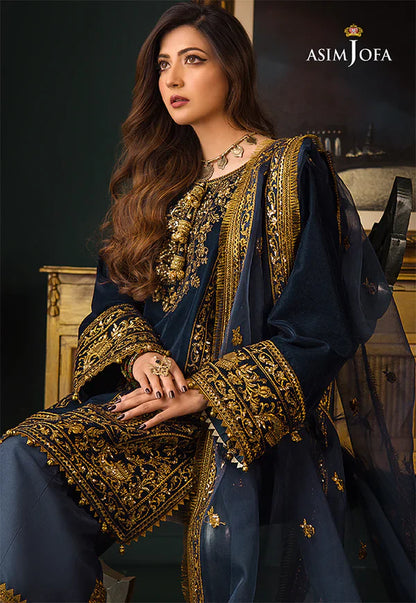 MP2028 - Asim Jofa - Embroidered Velvet 3piece suit