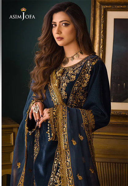 MP2028 - Asim Jofa - Embroidered Velvet 3piece suit