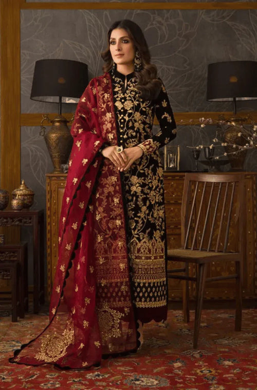 mP3358 Asim Jofa - Embroidered Velvet 3piece suit