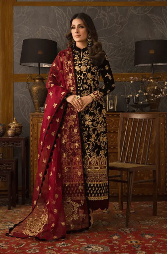 mP3358 Asim Jofa - Embroidered Velvet 3piece suit