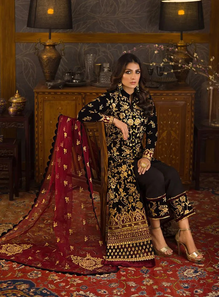 mP3358 Asim Jofa - Embroidered Velvet 3piece suit