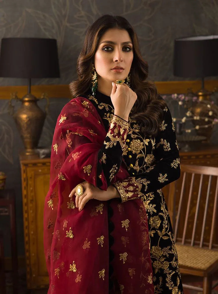 mP3358 Asim Jofa - Embroidered Velvet 3piece suit