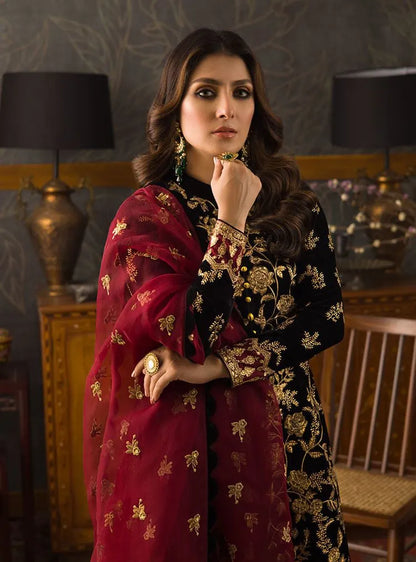 mP3358 Asim Jofa - Embroidered Velvet 3piece suit