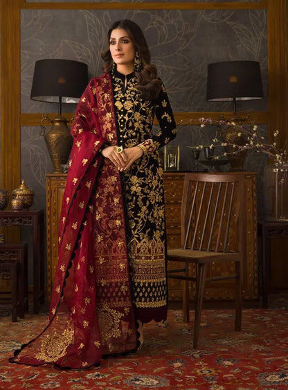 mP3358 Asim Jofa - Embroidered Velvet 3piece suit