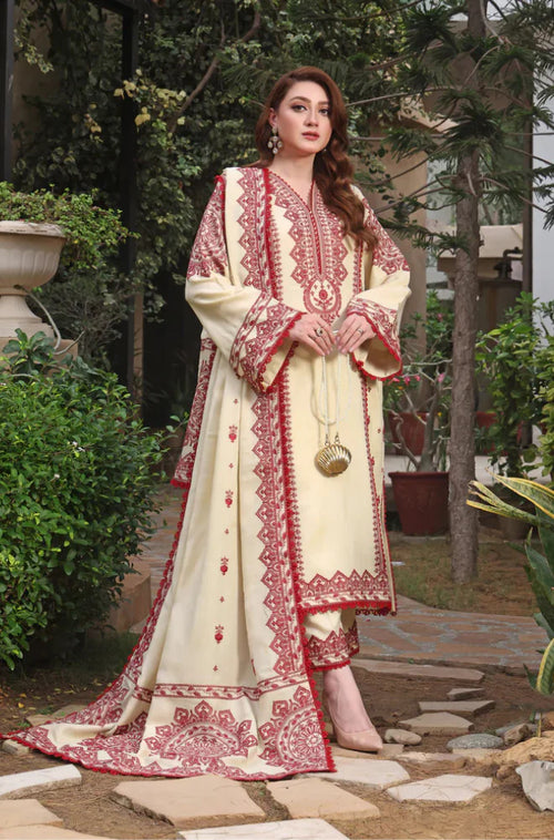 Mp3383-Asim Jofa - Winter 3PC Dhanak Embroidered Suit