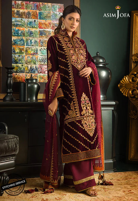 MP2012 - Asim jofa Embroidered Velvet 3piece suit - Rs.12,000.00 Rs.6,499.00
