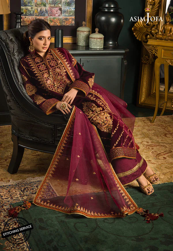MP2012 - Asim jofa Embroidered Velvet 3piece suit - Rs.12,000.00 Rs.6,499.00