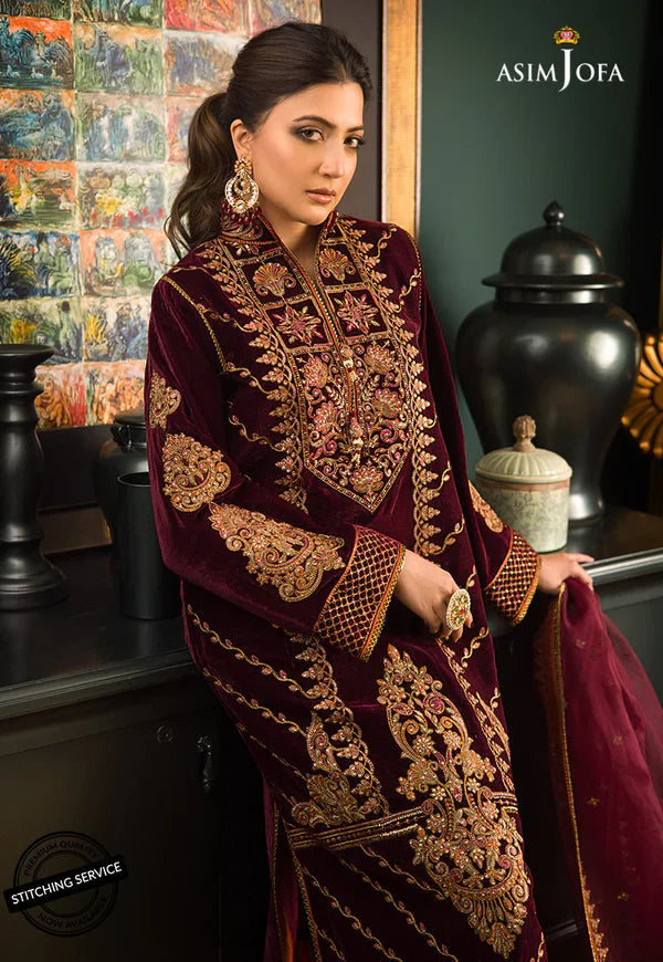 MP2012 - Asim jofa Embroidered Velvet 3piece suit - Rs.12,000.00 Rs.6,499.00