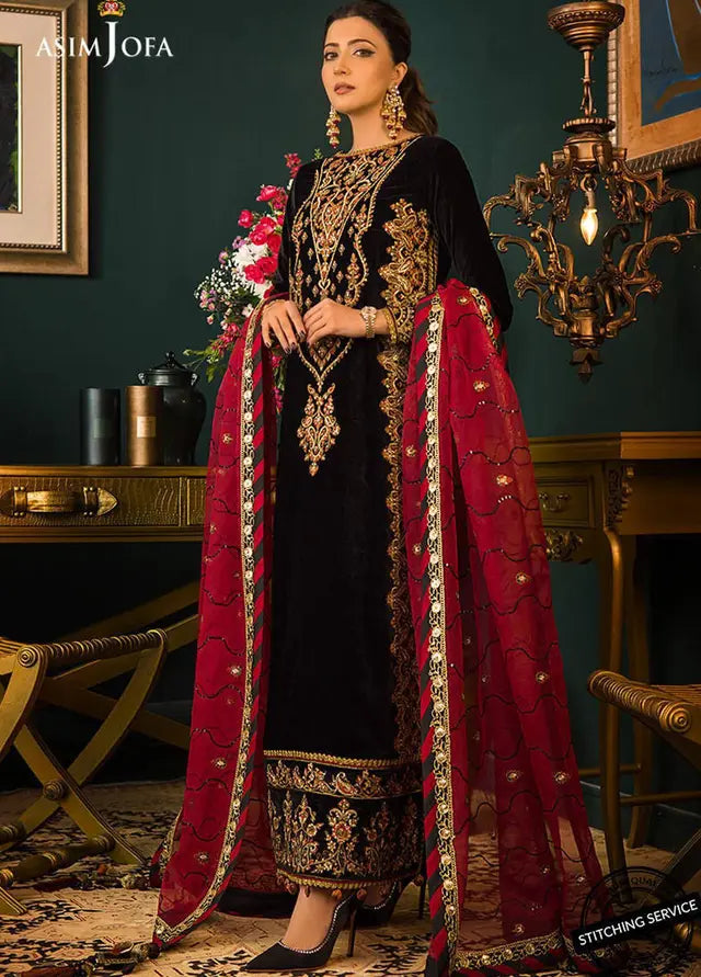 MP2013 - Asim jofa Embroidered Velvet 3piece suit -  Rs.12,000.00 Rs.6,499.00