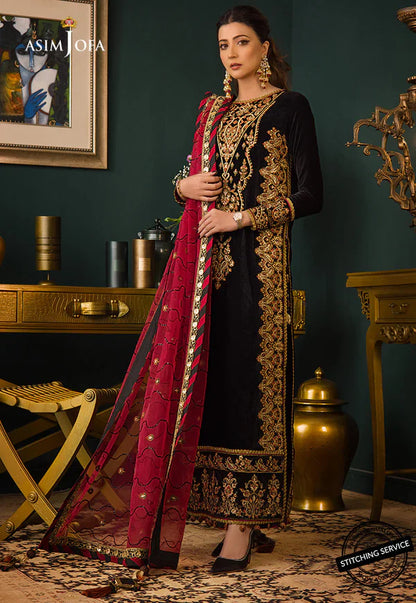 MP2013 - Asim jofa Embroidered Velvet 3piece suit -  Rs.12,000.00 Rs.6,499.00