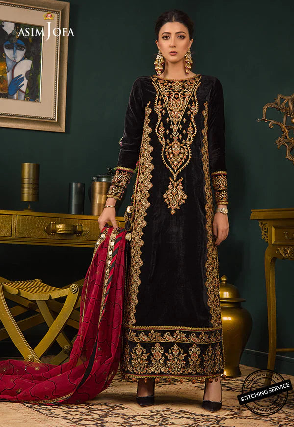 MP2013 - Asim jofa Embroidered Velvet 3piece suit -  Rs.12,000.00 Rs.6,499.00