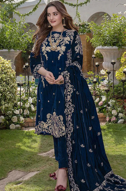 MP2015 - Azure Embroidered Velvet 3piece suit - Rs.15,000.00 Rs.7,299.00