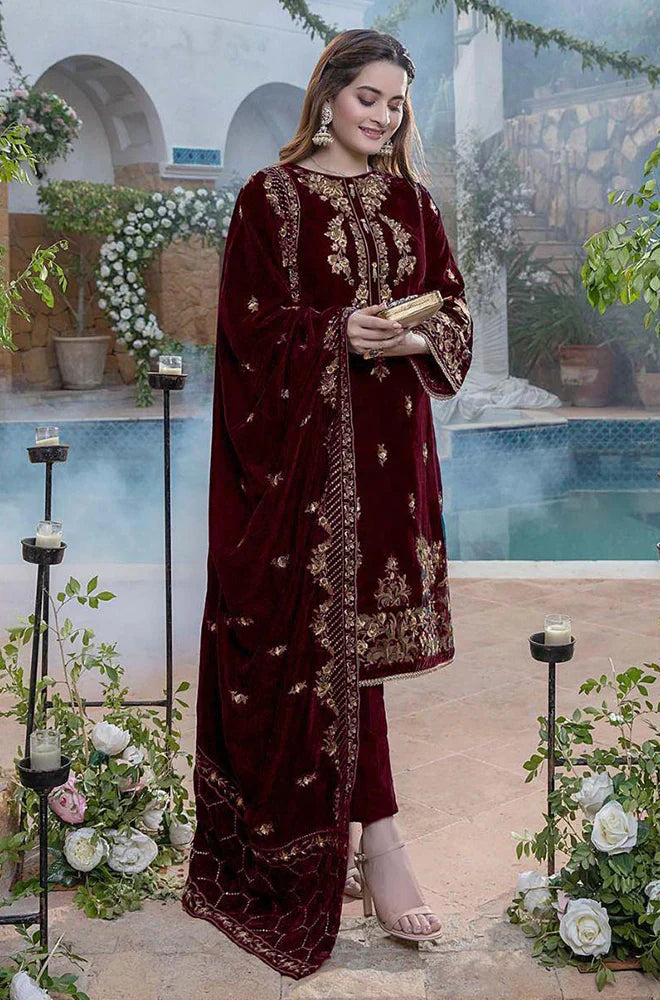 MP2018 - Azure Embroidered Velvet 3piece suit - Rs.15,000.00 Rs.7,299.00