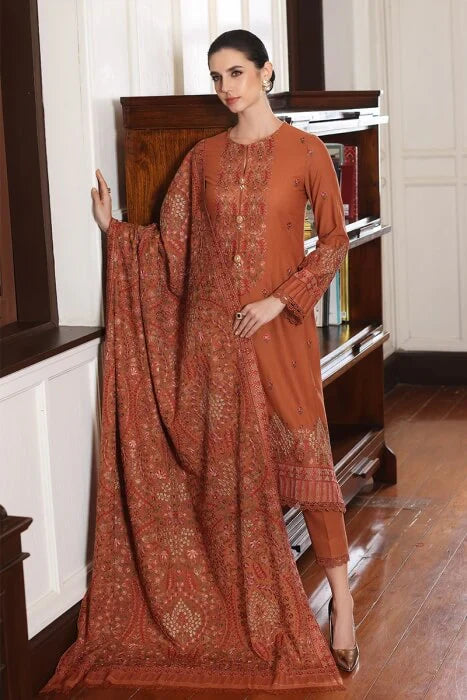 Mp3318 - Bareeze - Winter 3PC Dhanak Embroidered Suit