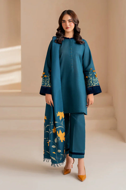 Mp3303 - Baroque - Winter 3PC Dhanak Embroidered Suit