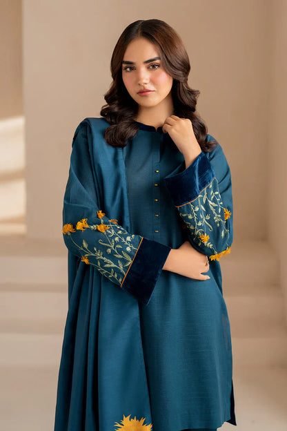 Mp3303 - Baroque - Winter 3PC Dhanak Embroidered Suit