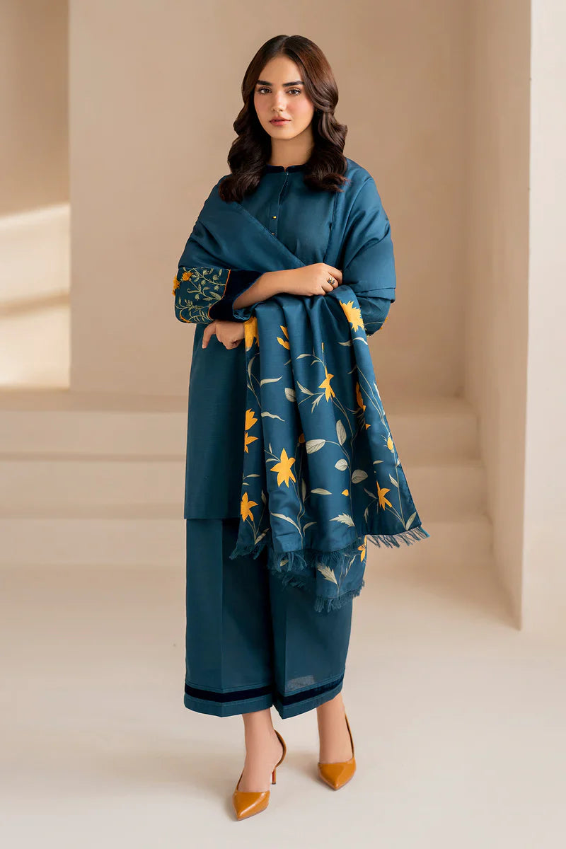 Mp3303 - Baroque - Winter 3PC Dhanak Embroidered Suit