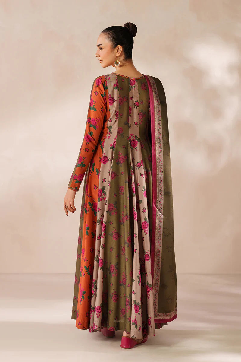 MP3395-Baroque - Winter 3PC Frock Style Karandi Digital Print Dress