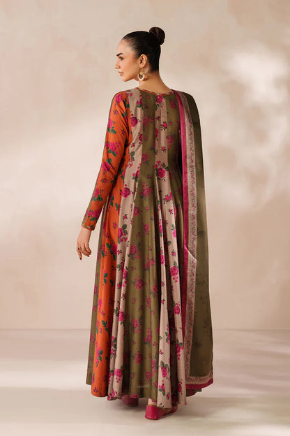MP3395-Baroque - Winter 3PC Frock Style Karandi Digital Print Dress