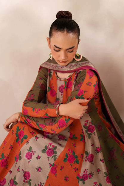 MP3395-Baroque - Winter 3PC Frock Style Karandi Digital Print Dress