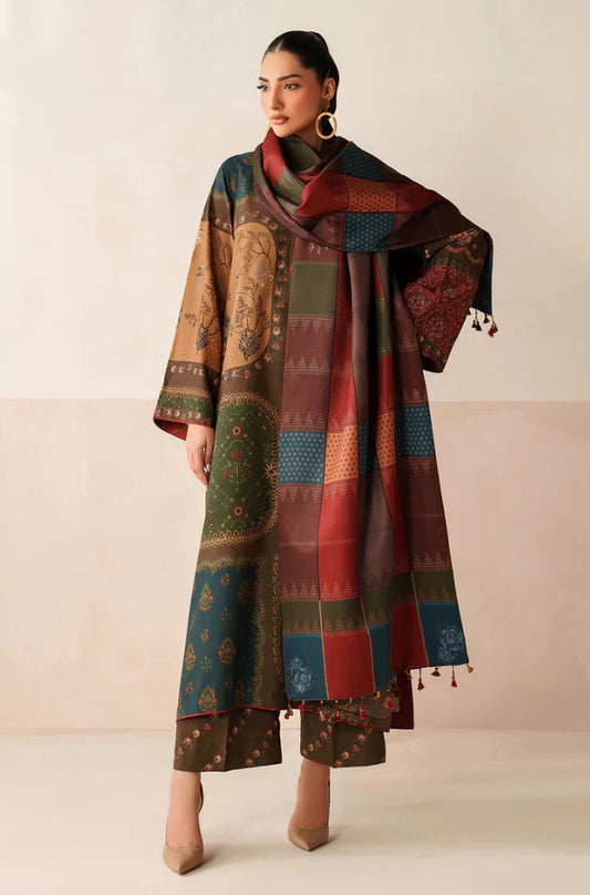 MP3397-Baroque - Winter 3PC Karandi Digital Print Dress