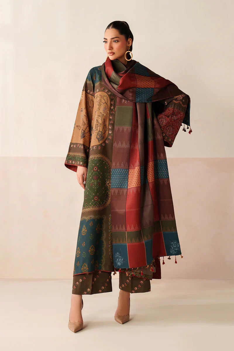 MP3397-Baroque - Winter 3PC Karandi Digital Print Dress