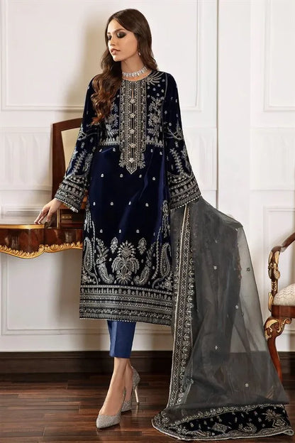 Mp3325 - Baroque- Winter 3PC Velvet Embroidered Suit