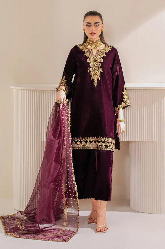 MP33032 - Baroque Embroidered Velvet 3piece suit