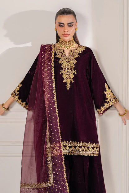 MP33032 - Baroque Embroidered Velvet 3piece suit