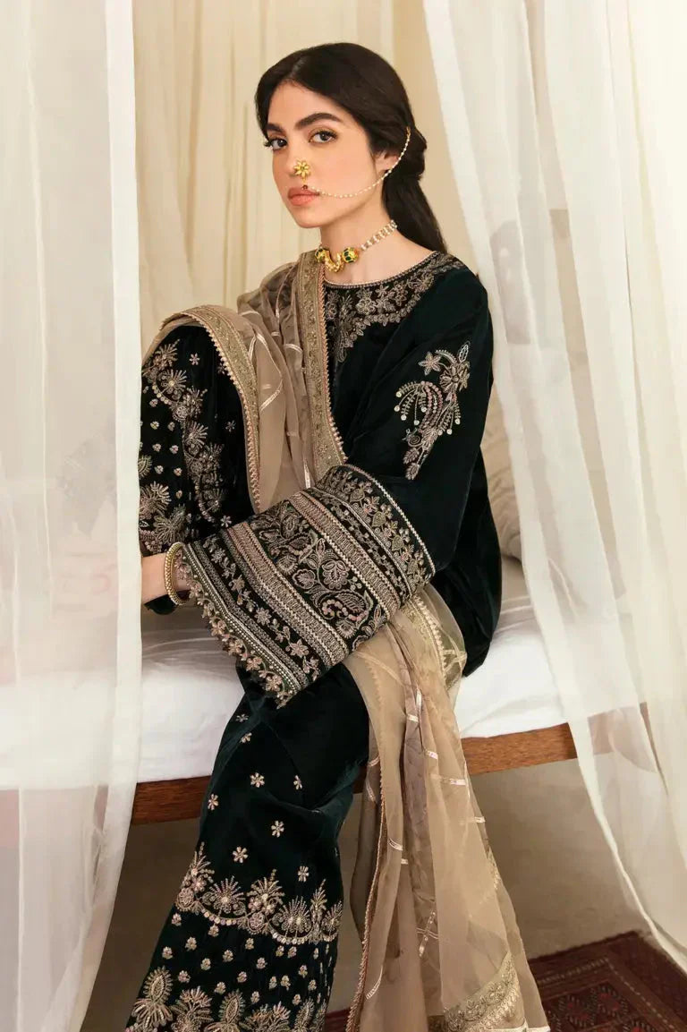 MP2014 - Baroque Embroidered Velvet 3piece suit - Rs.13,000.00 Rs.6,499.00