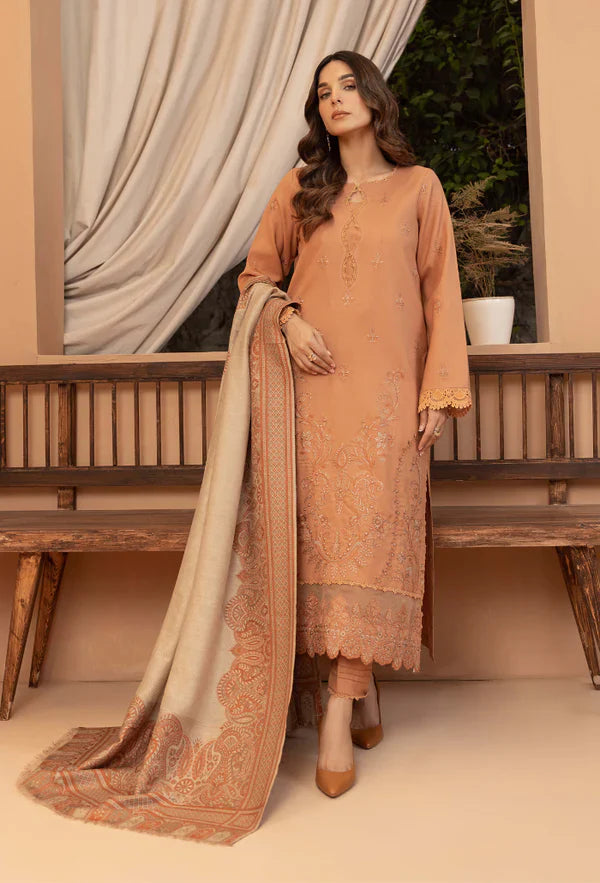 mp3398-Bin ilyas - Winter 3PC Dhanak Embroidered Suit