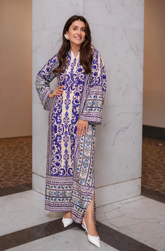 MP1131 - Bunaai 2 piece Silk printed coord Kaftaan