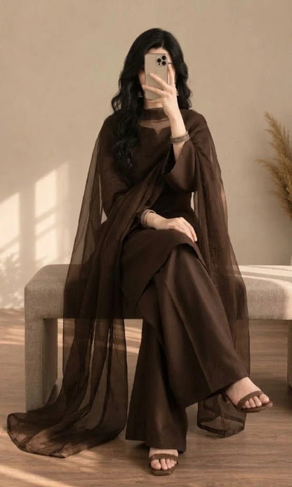 MP1352 - Bunaai - Winter-3PC Shamooz Silk Embroidered Suit