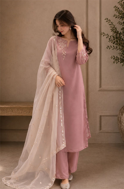 MP1329 - Bunaai - Winter -3PC Silk Embroidered Suit