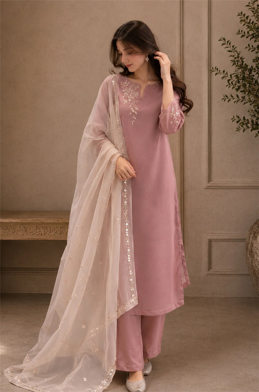 MP1329 - Bunaai - Winter -3PC Silk Embroidered Suit