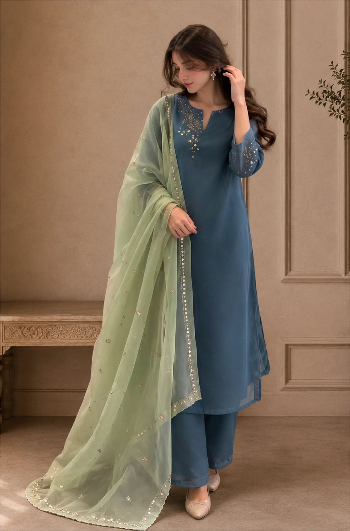 MP1330 - Bunaai - Winter -3PC Silk Embroidered Suit