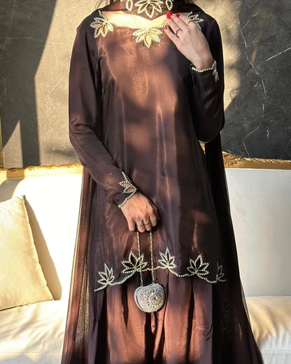 MP1360 - Bunaai - Winter -3PC Silk Embroidered Suit