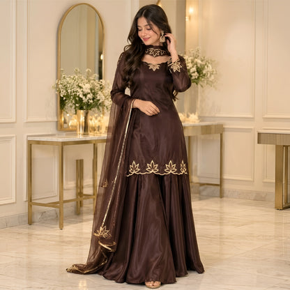 MP1361 - Bunaai - Winter -3PC Silk Embroidered Suit