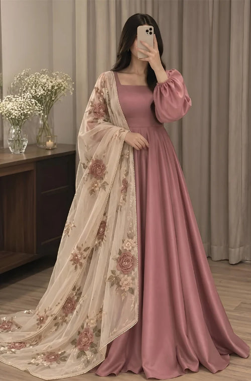 MP1362 - Bunaai - Winter - Frock Silk Embroidered Suit