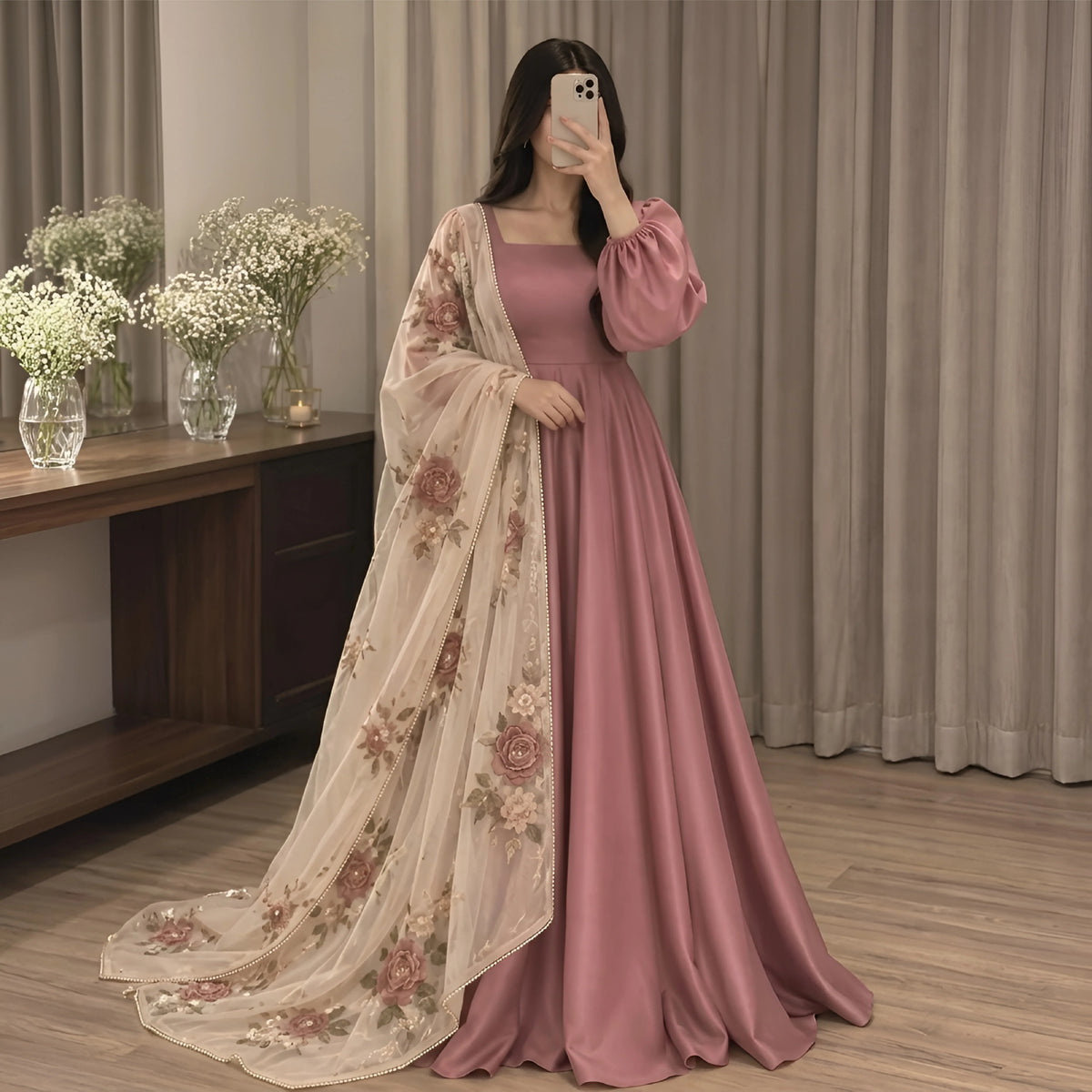 MP1362 - Bunaai - Winter - Frock Silk Embroidered Suit