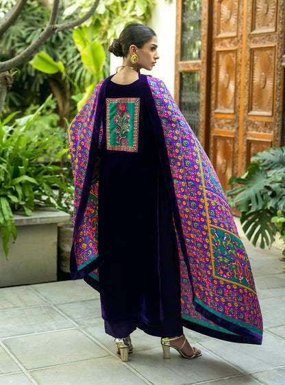 MP2016  - Charizma Embroidered Velvet 3piece suit - Rs.13,000.00 Rs.6,899.00