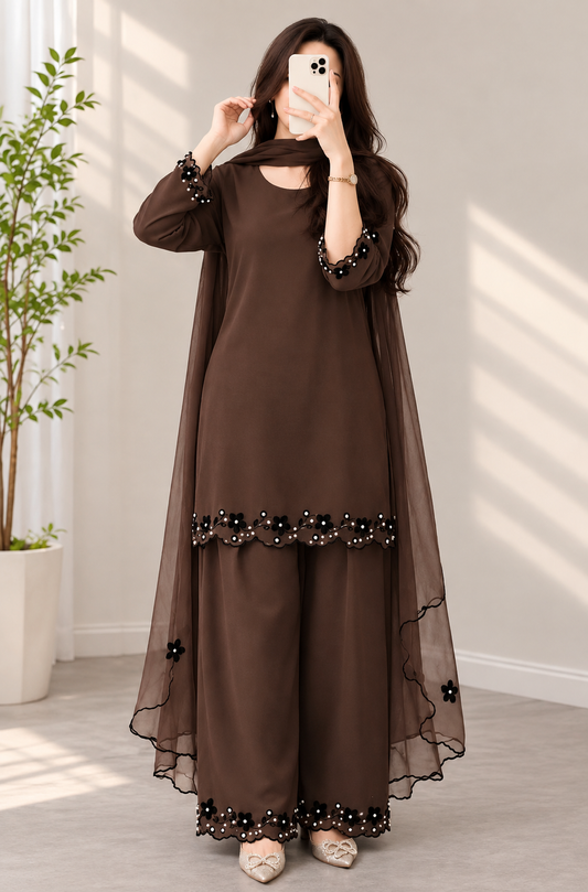 MP1342 - Bunaai - Winter-3PC Shamooz Silk Embroidered Suit