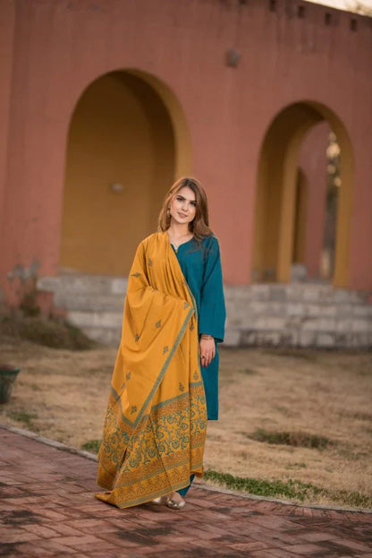 MP554- WINTER 3 Piece Dhanak Suit with digital printed wool shawll
